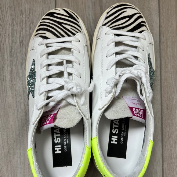 Golden Goose Hi Star Leather & Haircalf Sneakers - Picture 1 of 11